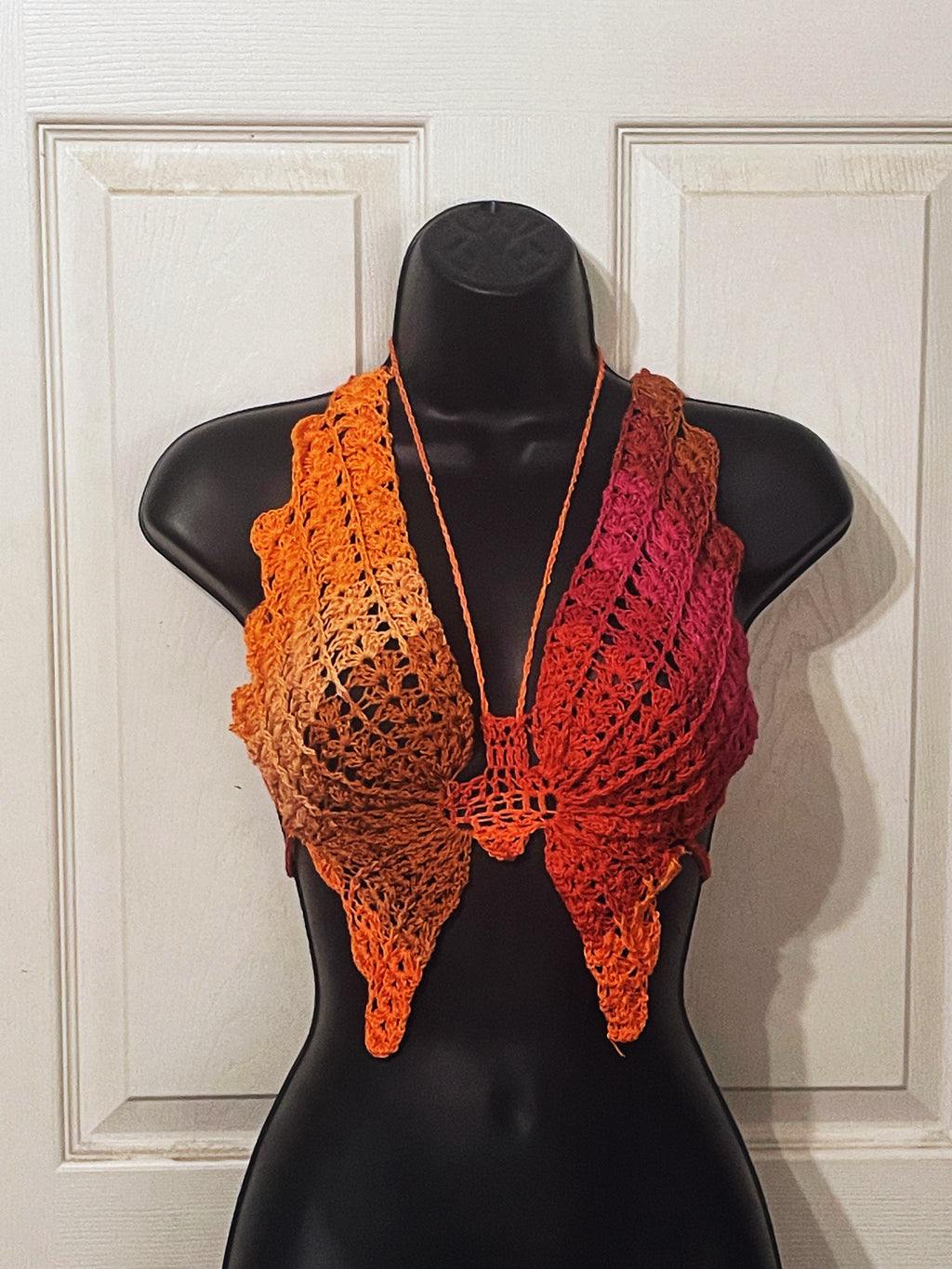 Orange/Red butterfly crochet top